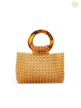 Transparent Beaded Acrylic Evening Handbag Handmade Clutch for Wedding Party